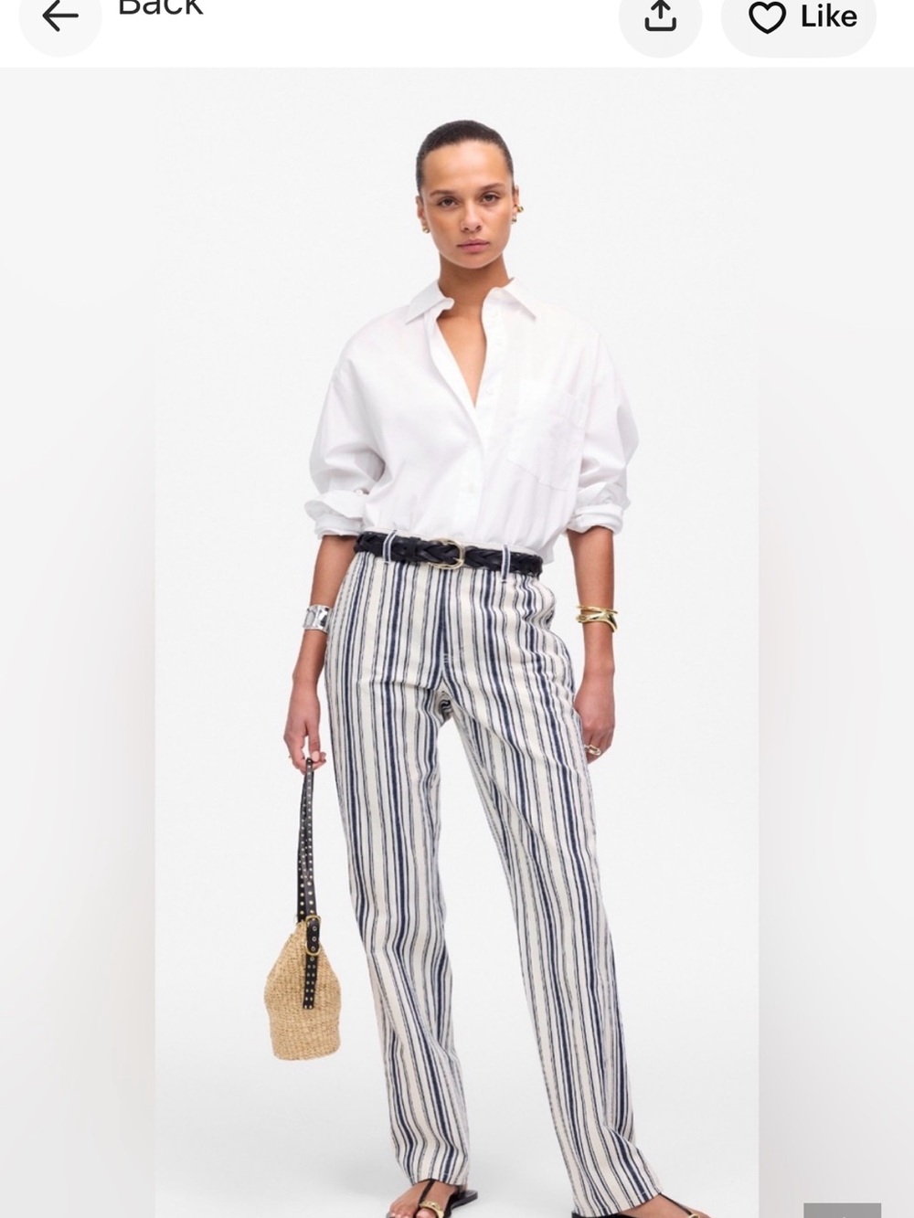 Madewell Striped Denim Dean Pant, size 28